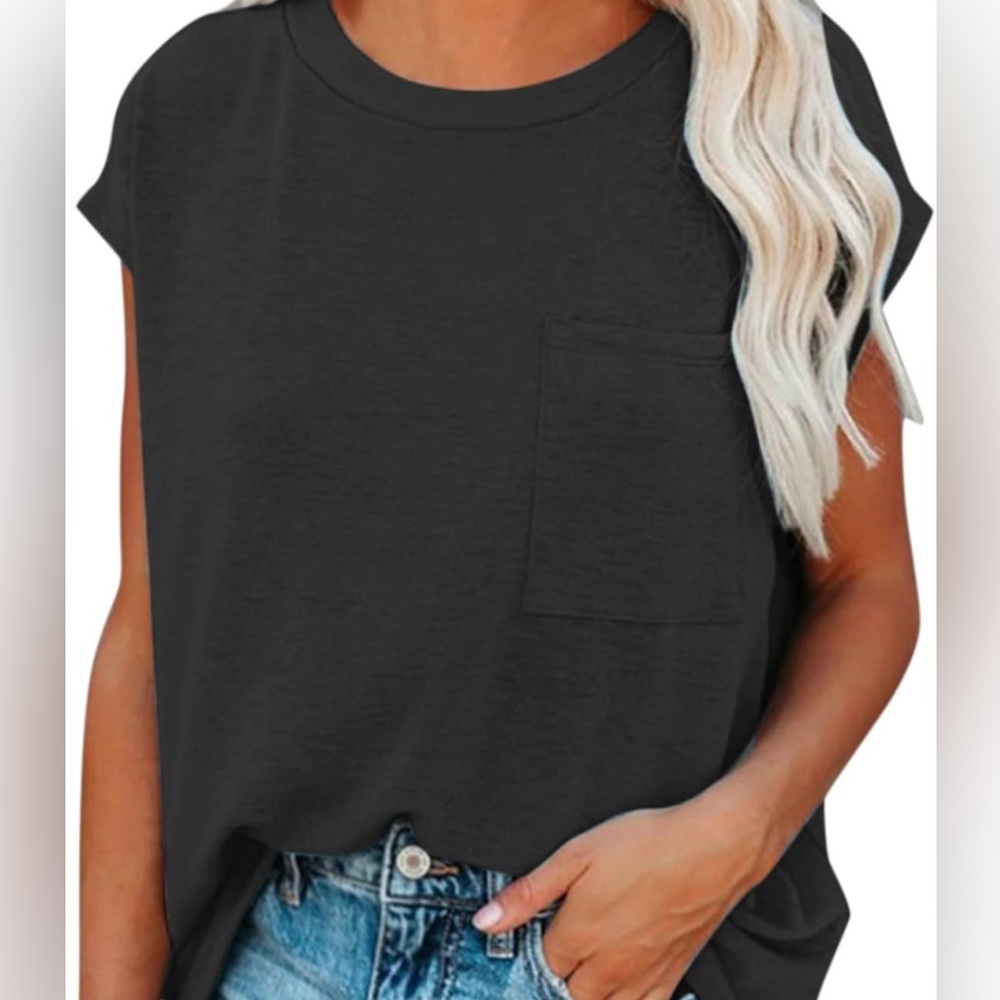 MIROL Women's Charcoal Short Sleeve Tunic Tops Basic Loose Casual Tee Size XXL
